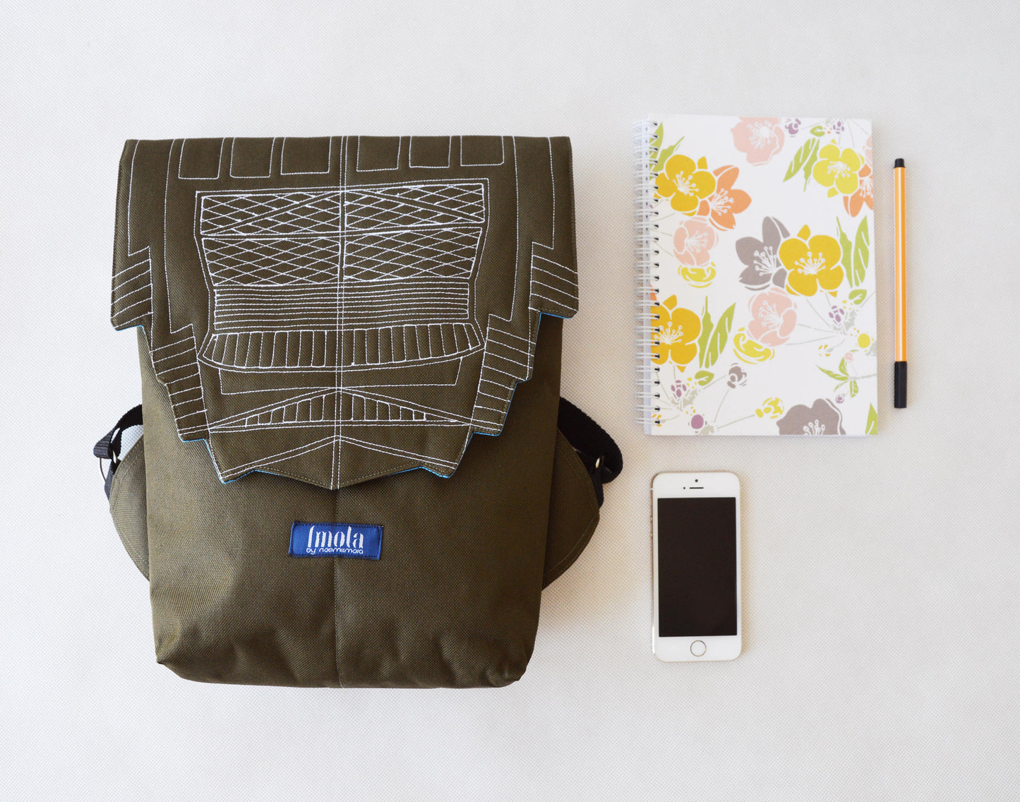 Backpack army military green hipster backpack rucksack cycling bag everyday small mini khaki backpack Zurichtoren geometric minimalist