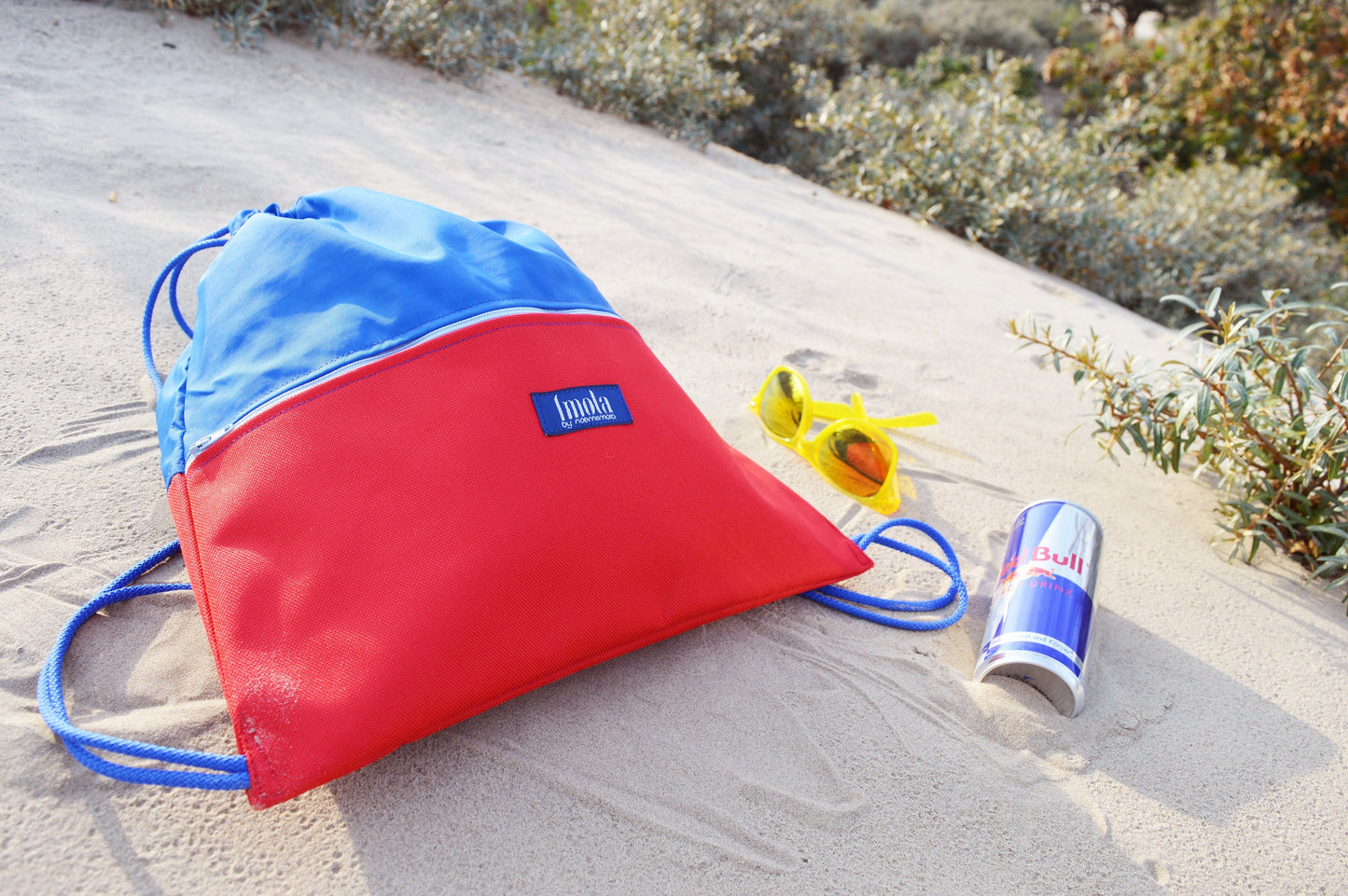 Summer gym bag backpack beach festival bag water resistant waterproof color block blue red hipster colorful minimal backpack hot spicy red