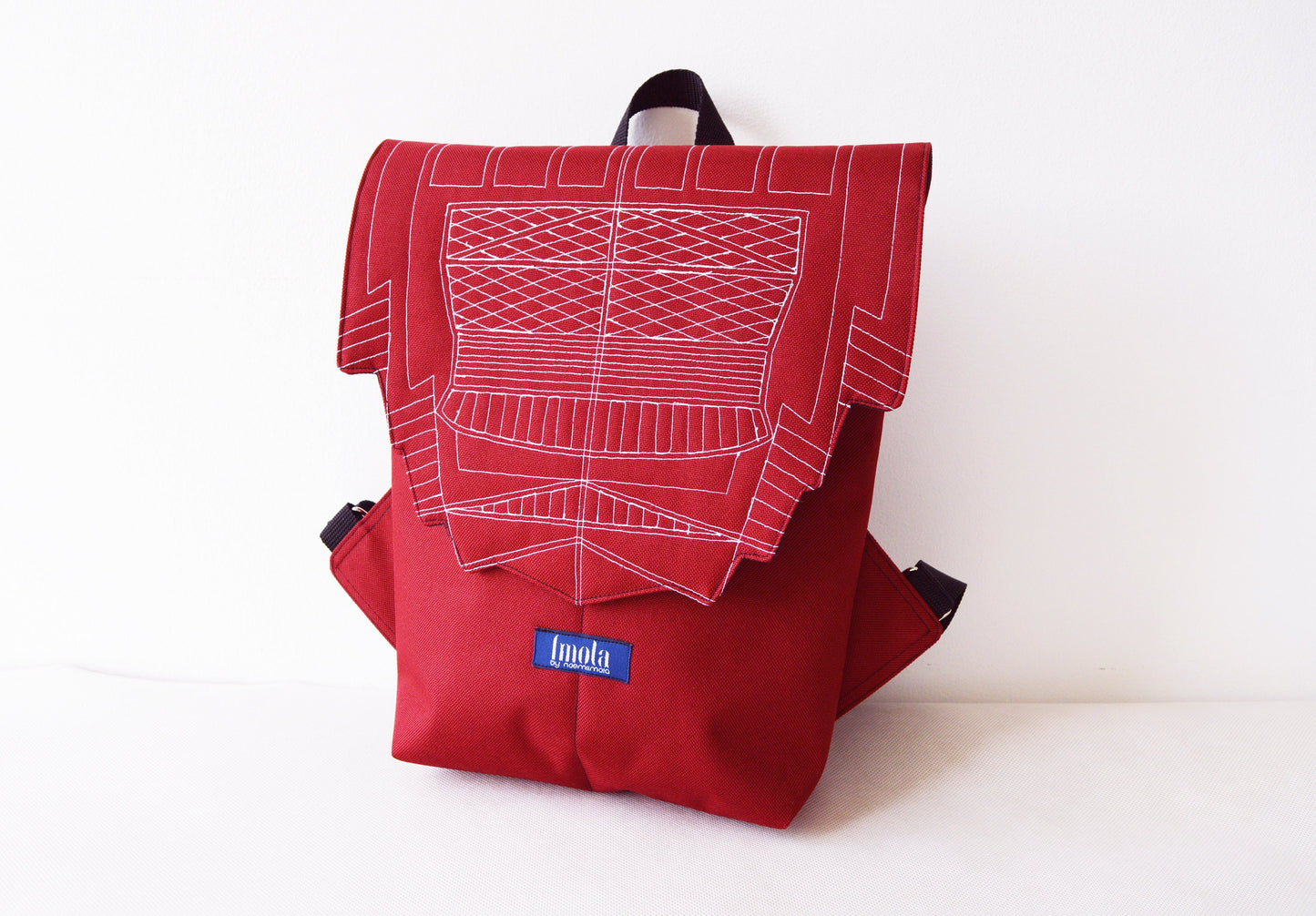 Backpack burgundy hipster backpack rucksack cycling bag everyday small mini backpack Zurichtoren geometric simple minimalist dark red cherry