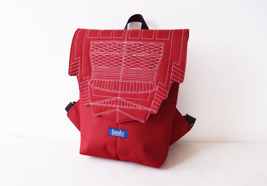 Backpack burgundy hipster backpack rucksack cycling bag everyday small mini backpack Zurichtoren geometric simple minimalist dark red cherry