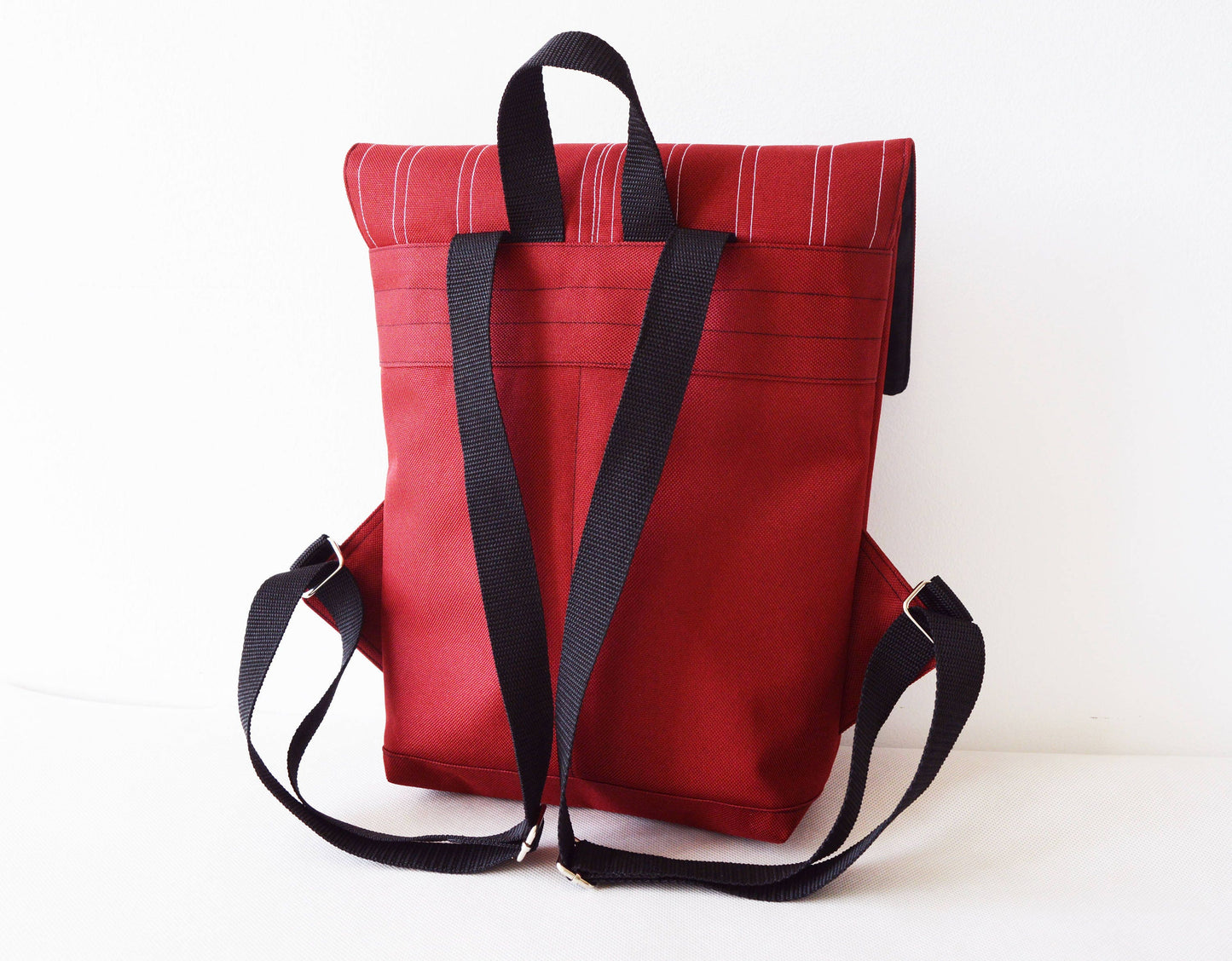 Backpack burgundy hipster backpack rucksack cycling bag everyday small mini backpack Zurichtoren geometric simple minimalist dark red cherry