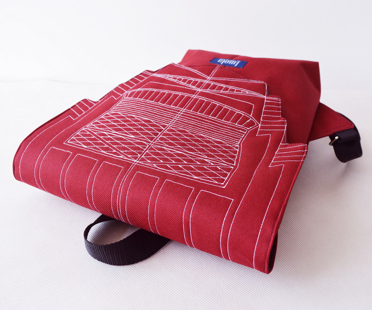 Backpack burgundy hipster backpack rucksack cycling bag everyday small mini backpack Zurichtoren geometric simple minimalist dark red cherry