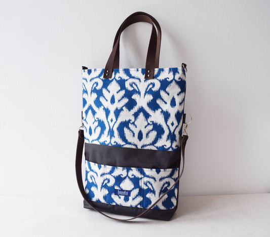 Large fold over canvas tote bag shopping bag casual fold over tote school bag baroque damask brocade book bag classy bag for women