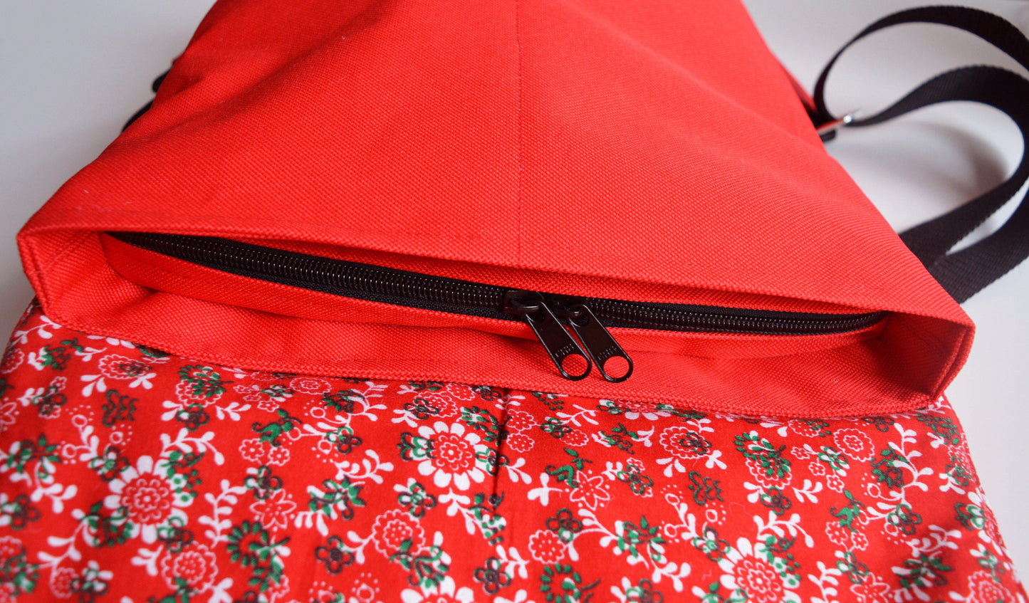 Backpack hot red black hipster backpack rucksack cycling bag waterproof small mini backpack Zurichtoren geometric simple minimal bag paprika