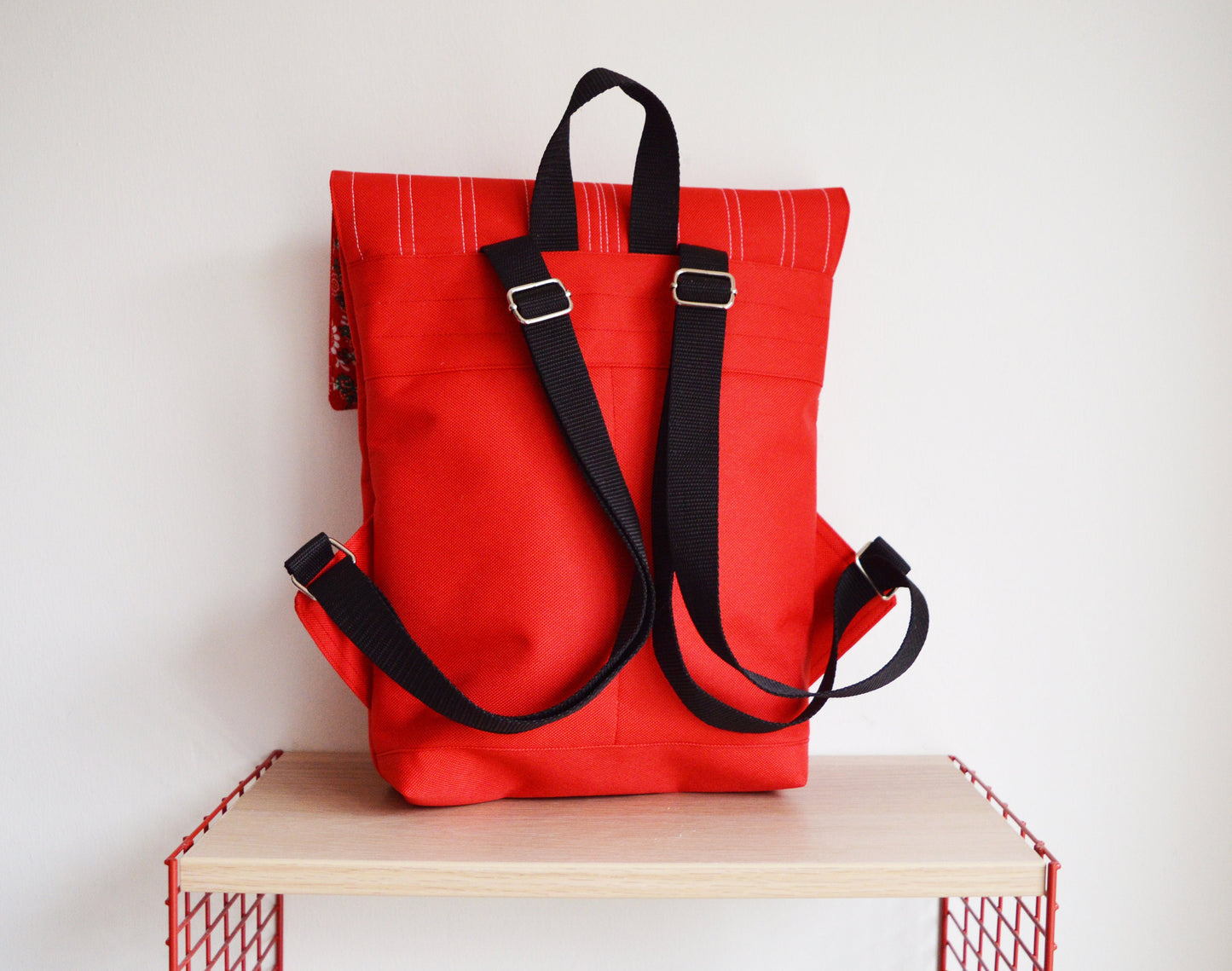 Backpack hot red black hipster backpack rucksack cycling bag waterproof small mini backpack Zurichtoren geometric simple minimal bag paprika