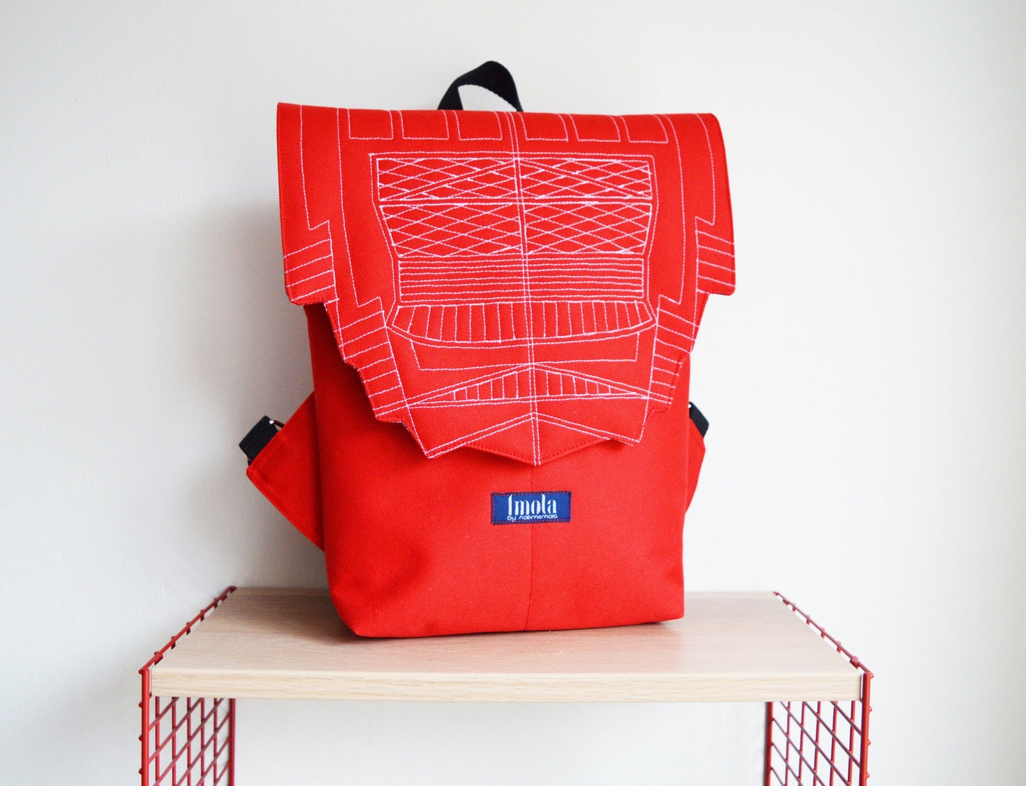 Backpack hot red black hipster backpack rucksack cycling bag waterproof small mini backpack Zurichtoren geometric simple minimal bag paprika
