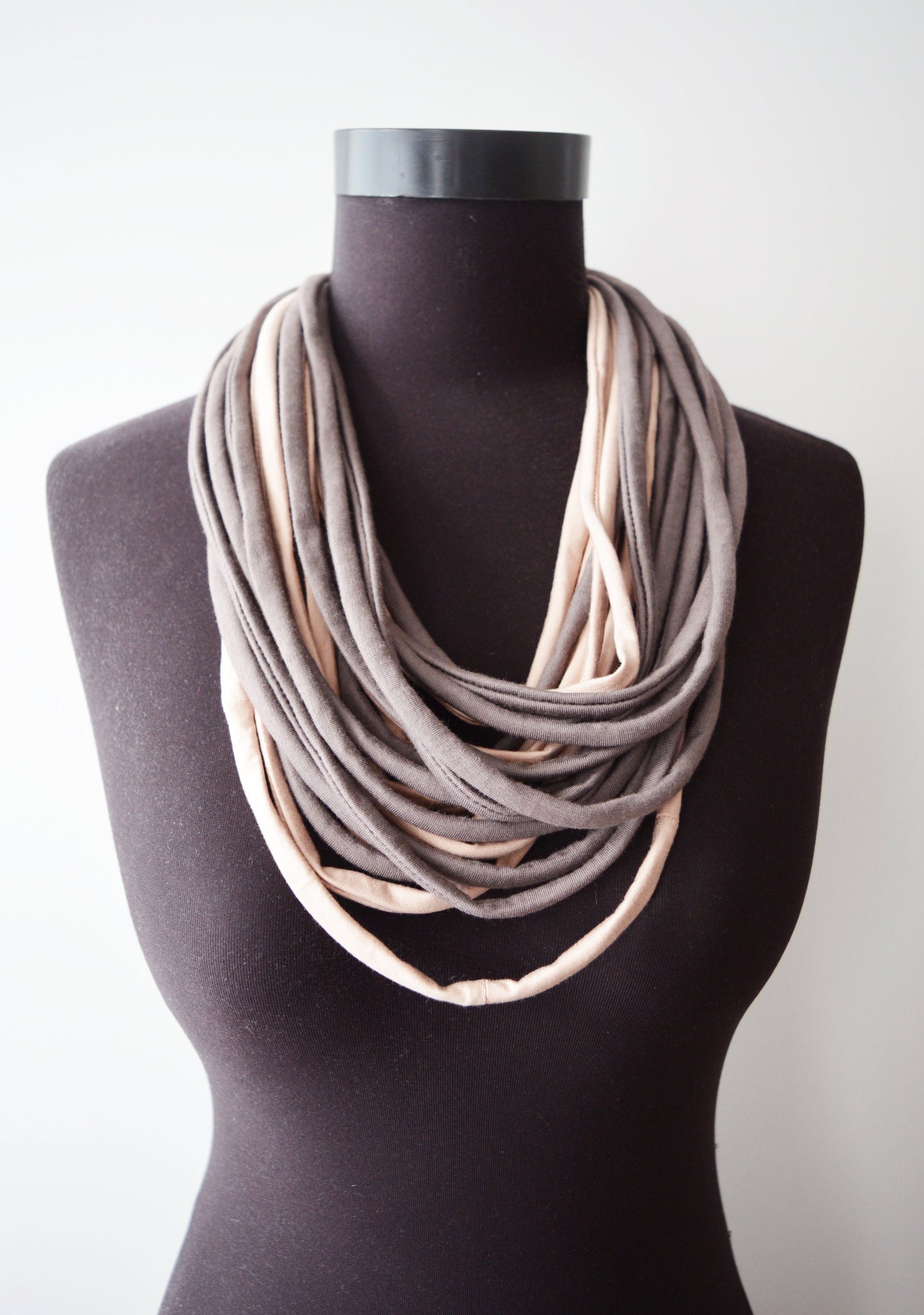 Powder pink brown necklace neck ornament infinity scarf round scarf coffee cappucino pastel pink brown elegant rose quartz cinnamon slate