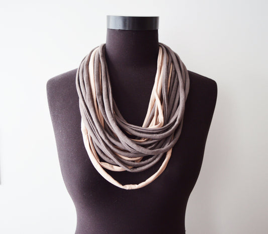 Powder pink brown necklace neck ornament infinity scarf round scarf coffee cappucino pastel pink brown elegant rose quartz cinnamon slate