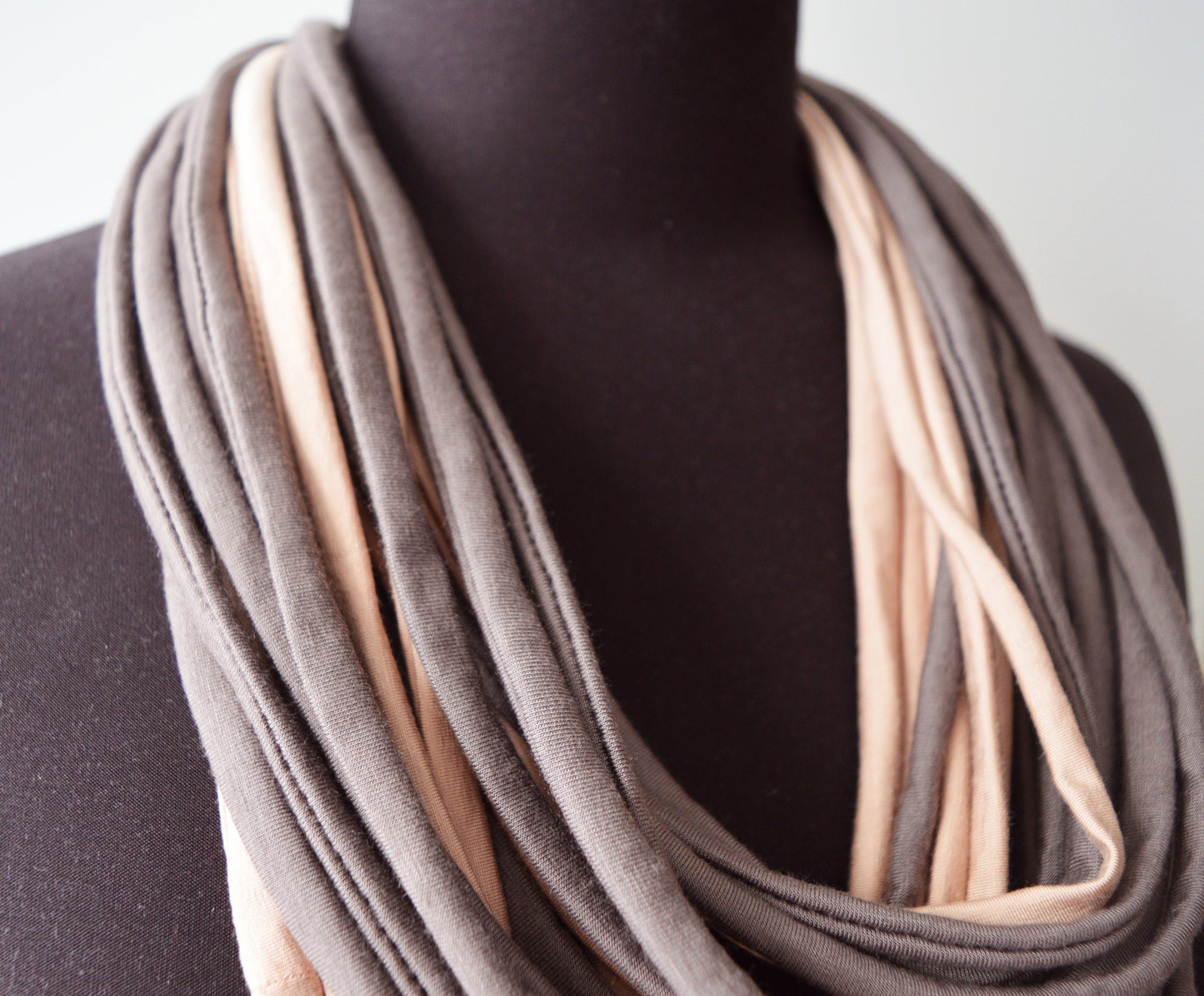 Powder pink brown necklace neck ornament infinity scarf round scarf coffee cappucino pastel pink brown elegant rose quartz cinnamon slate