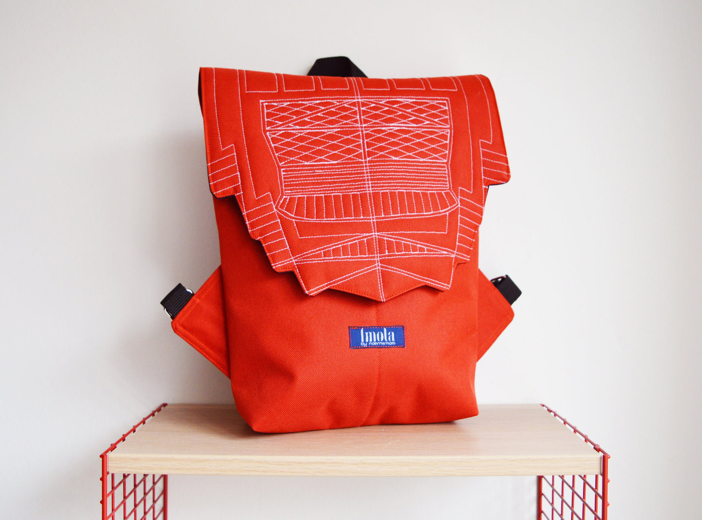 Backpack orange hipster backpack rucksack cycling bag waterproof small mini backpack Zurichtoren geometric simple minimalist backpack brick