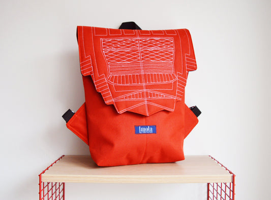 Backpack orange hipster backpack rucksack cycling bag waterproof small mini backpack Zurichtoren geometric simple minimalist backpack brick