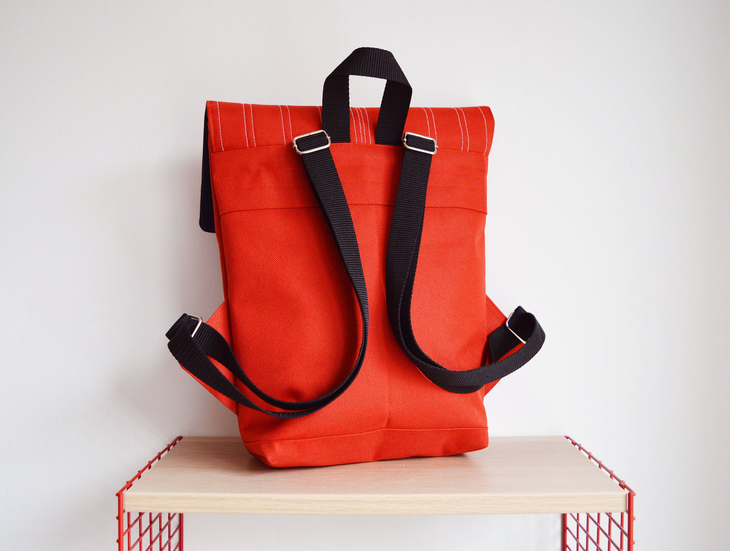 Backpack orange hipster backpack rucksack cycling bag waterproof small mini backpack Zurichtoren geometric simple minimalist backpack brick