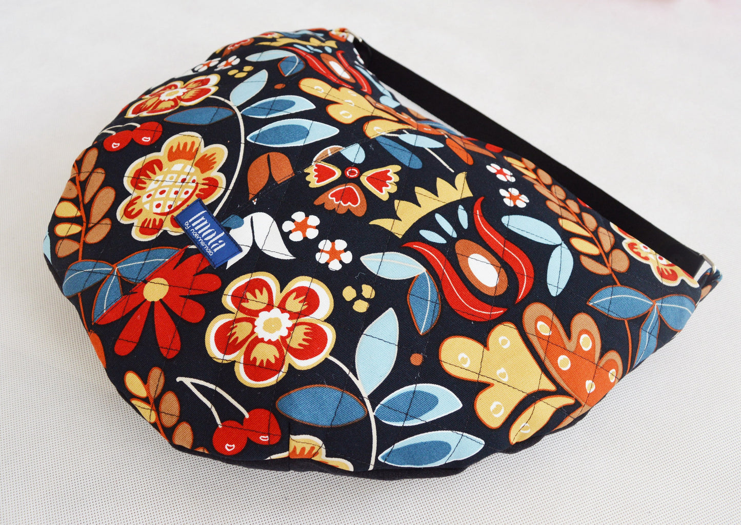 SALE Large floral hobo bag quilted black hobo tote bag flowers with black genuine leather strap for women shoulder bag handbag everyday bag