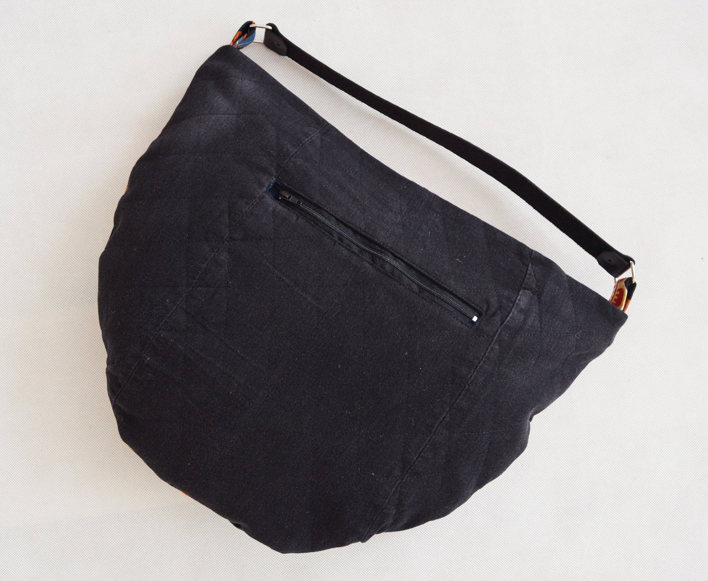 SALE Large floral hobo bag quilted black hobo tote bag flowers with black genuine leather strap for women shoulder bag handbag everyday bag