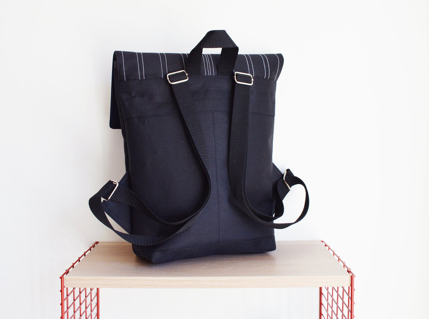 Black backpack hipster backpack rucksack cycling bag waterproof small mini backpack Zurichtoren geometric minimalist bag water resistant