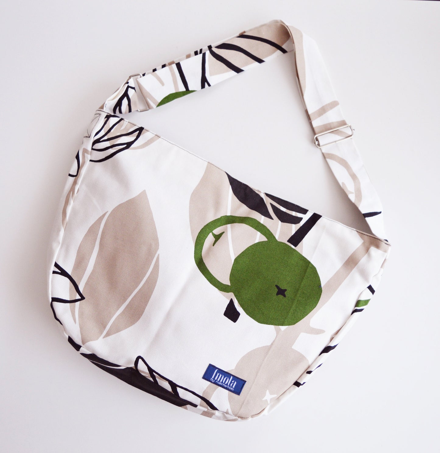 White beige bike crossbody bag bike messenger bag with moss green olive green berry pattern 1.1 BASIC COLLECTION