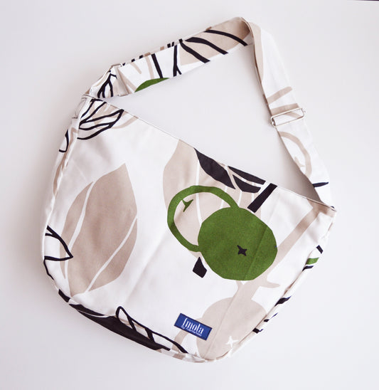 White beige bike crossbody bag bike messenger bag with moss green olive green berry pattern 1.1 BASIC COLLECTION