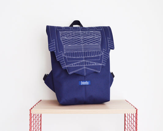 Backpack dark blue hipster backpack rucksack cycling bag everyday small mini backpack Zurichtoren geometric simple minimalist backpack bag