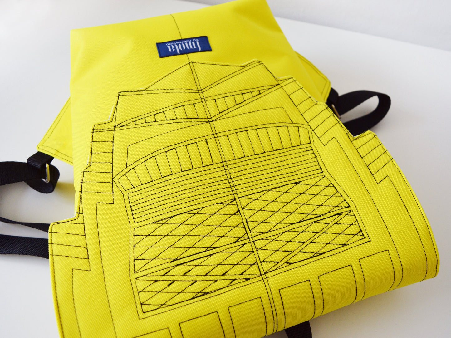Backpack yellow neon yellow hipster backpack rucksack cycling bag waterproof small mini backpack Zurichtoren geometric simple minimal lemon