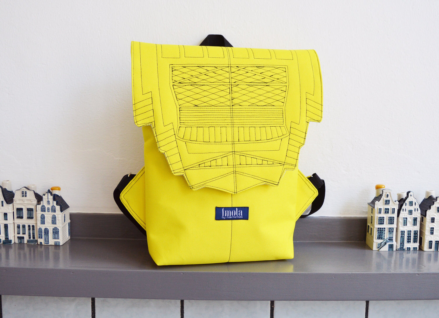 Backpack yellow neon yellow hipster backpack rucksack cycling bag waterproof small mini backpack Zurichtoren geometric simple minimal lemon