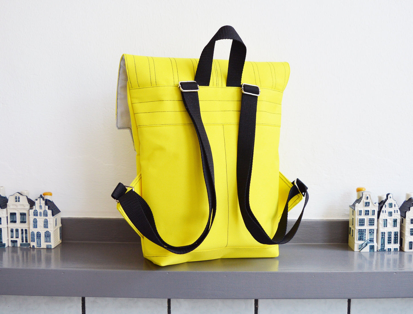 Backpack yellow neon yellow hipster backpack rucksack cycling bag waterproof small mini backpack Zurichtoren geometric simple minimal lemon