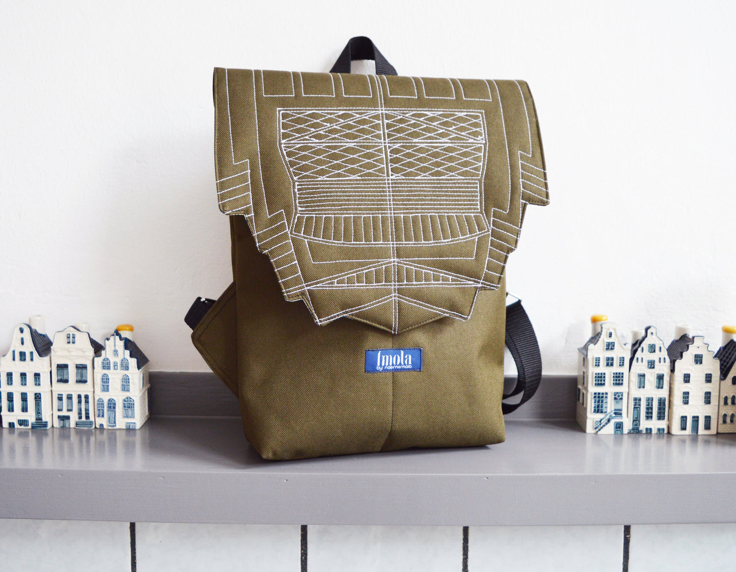 Backpack army military green hipster backpack rucksack cycling bag everyday small mini khaki backpack Zurichtoren geometric minimalist