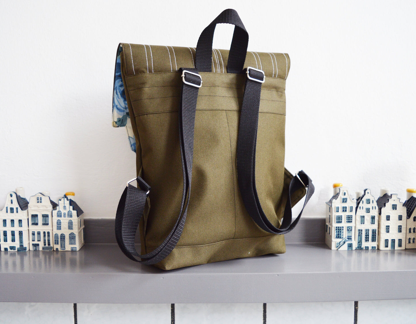 Backpack army military green hipster backpack rucksack cycling bag everyday small mini khaki backpack Zurichtoren geometric minimalist