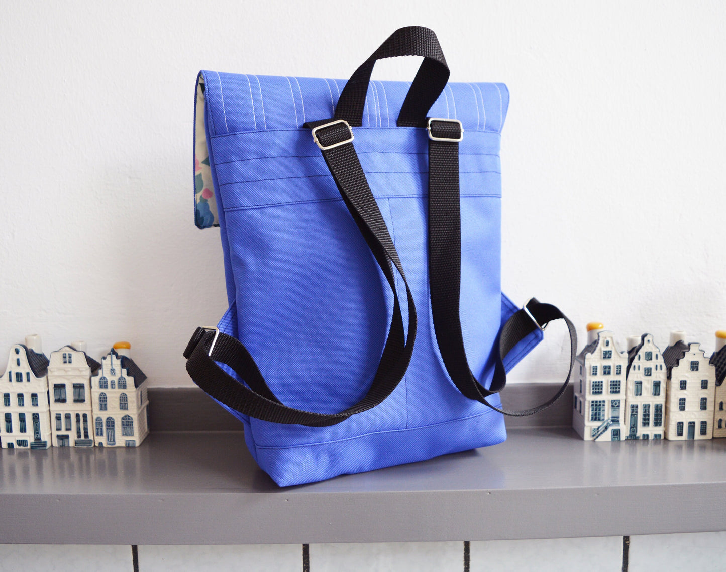 Backpack purplish blue hipster backpack rucksack cycling bag everyday small mini backpack Zurichtoren geometric simple minimalist