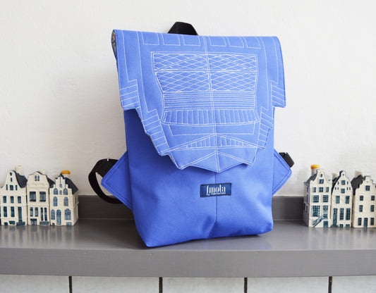 Backpack purplish blue hipster backpack rucksack cycling bag everyday small mini backpack Zurichtoren geometric simple minimalist