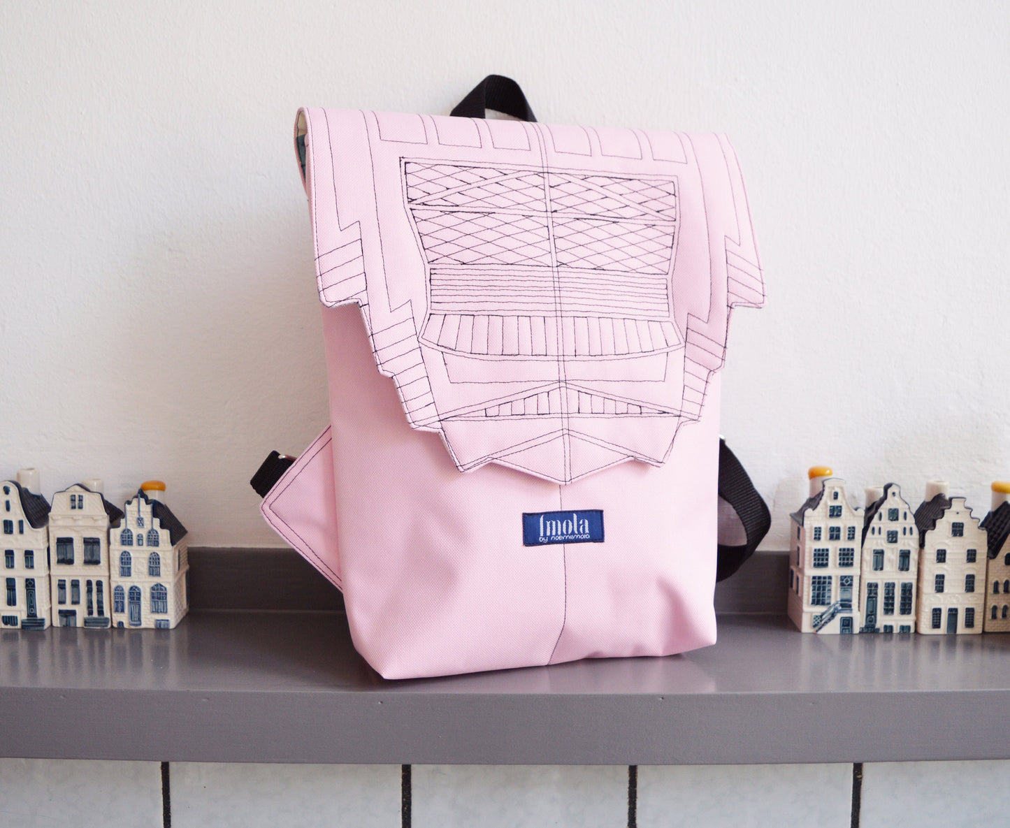 Backpack rose quartz hipster backpack rucksack cycling bag waterproof small mini backpack Zurichtoren geometric simple minimal pastel pink
