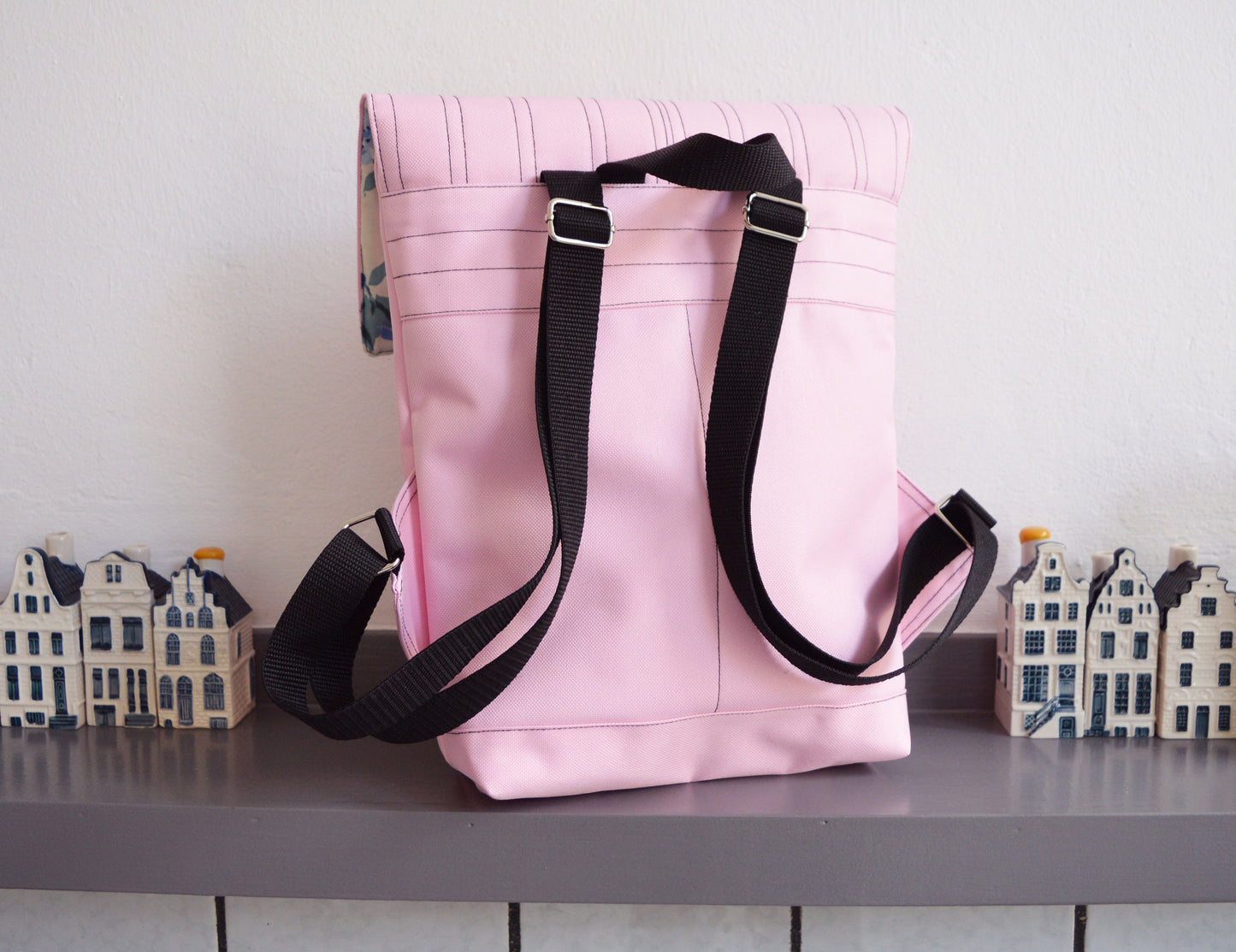 Backpack rose quartz hipster backpack rucksack cycling bag waterproof small mini backpack Zurichtoren geometric simple minimal pastel pink