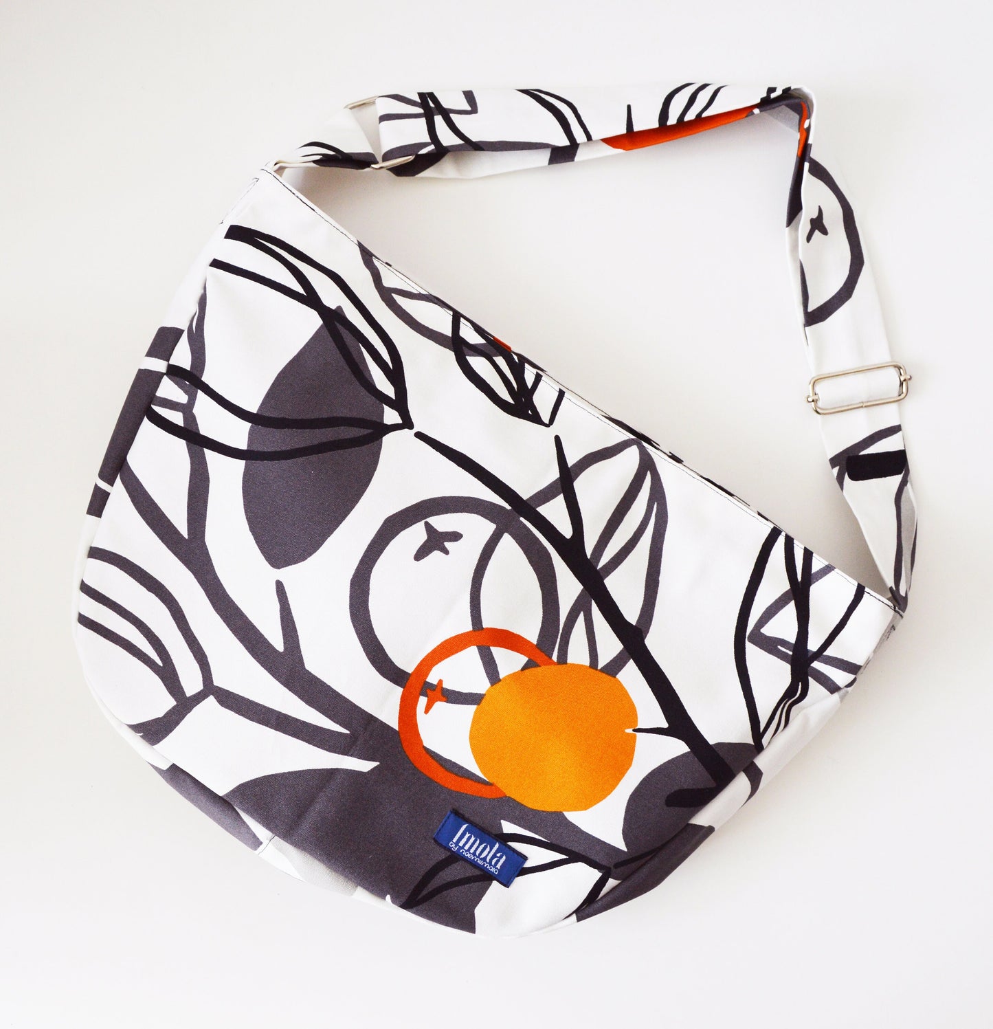 White gray bike crossbody bag bike messenger bag with orange berry 1.1 BASIC COLLECTION