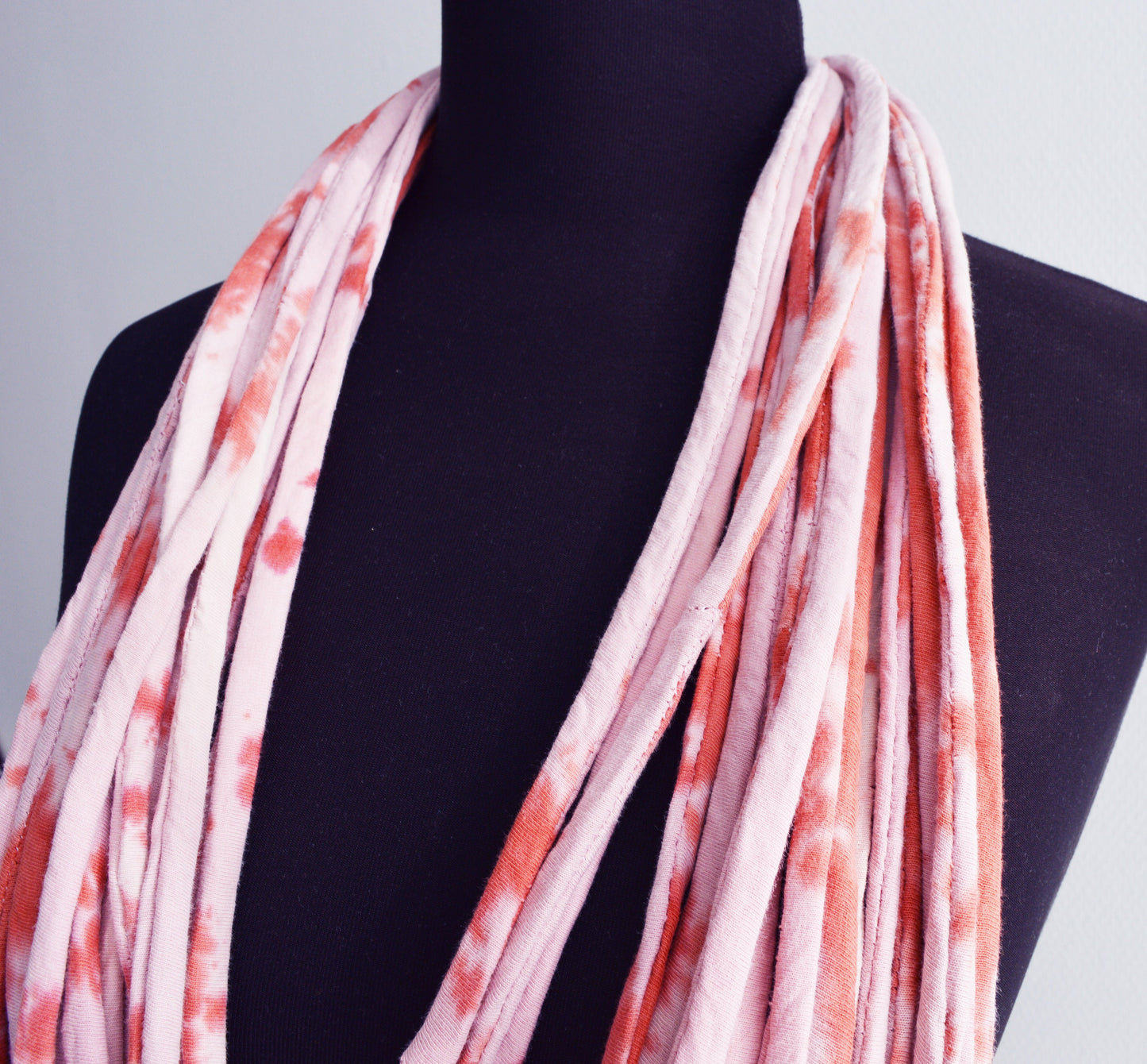 SALE Pink necklace neck ornament loop scarf infinity scarf round scarf OOAK boho hippie happy scarf tie-dyed