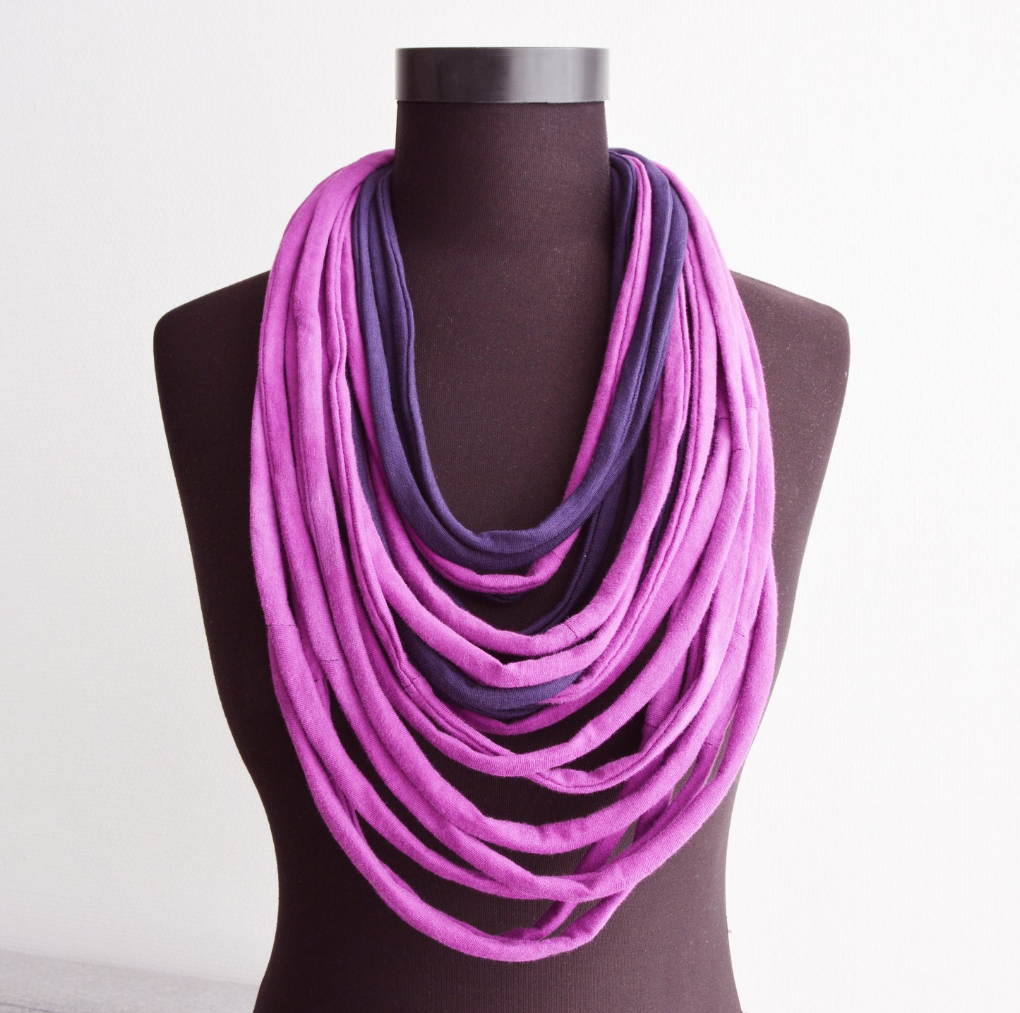 Purple necklace neck ornament loop scarf infinity scarf round scarf playful upcycled eco-friendly