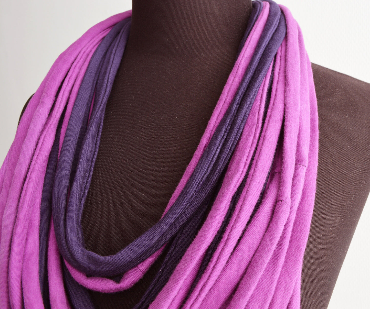 Purple necklace neck ornament loop scarf infinity scarf round scarf playful upcycled eco-friendly