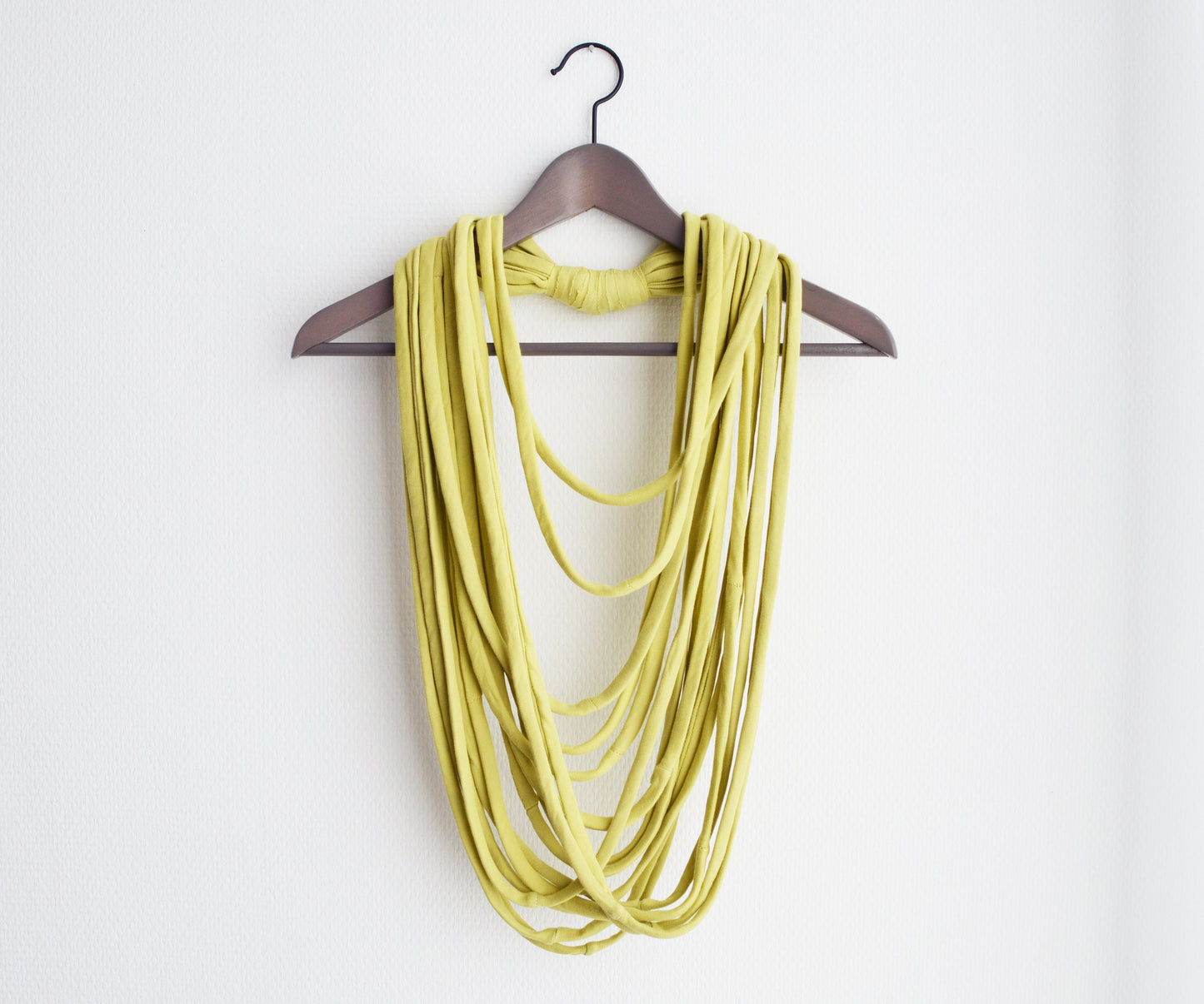 SALE Lime yellow necklace neck ornament loop scarf infinity scarf round scarf OOAK boho hippie happy scarf