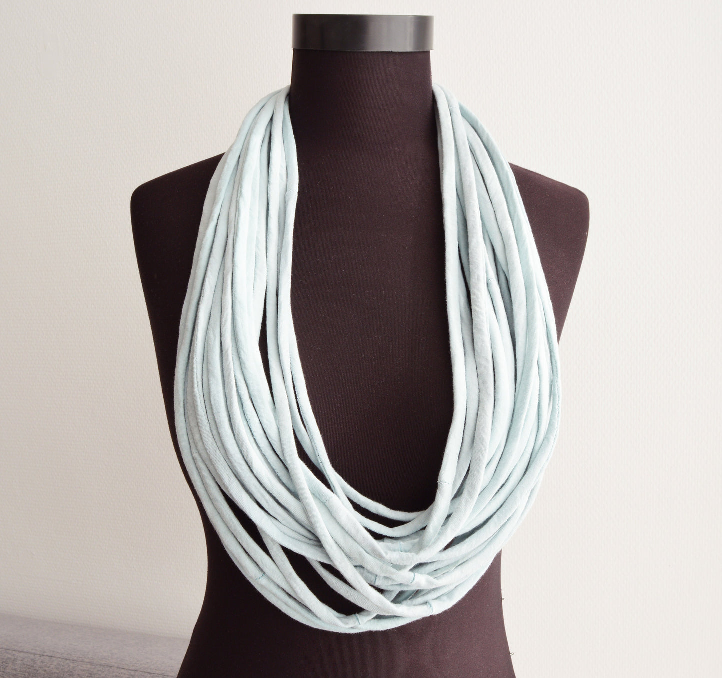 Light blue necklace neck ornament loop scarf infinity scarf round scarf OOAK minimalist scarf
