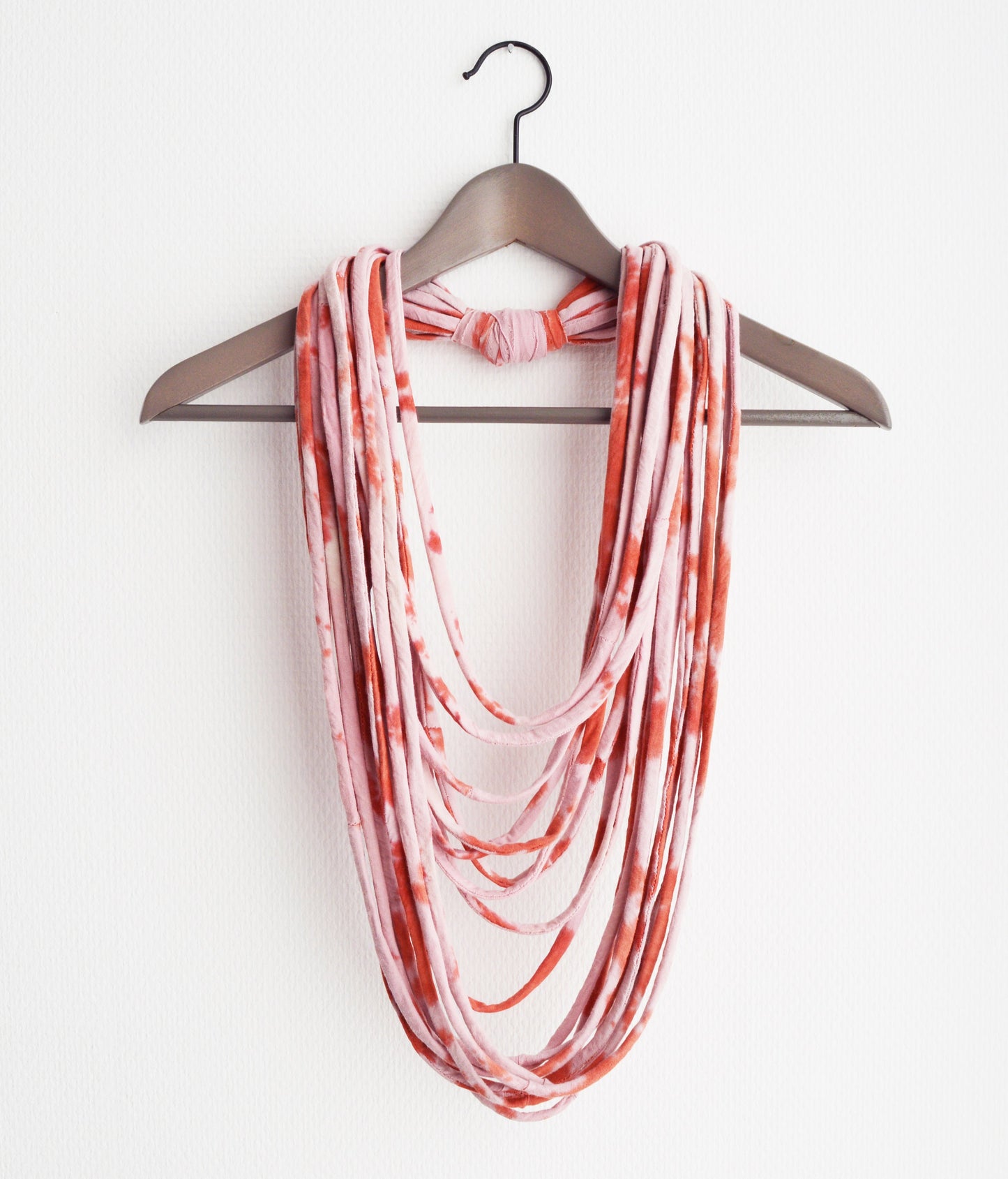 SALE Pink necklace neck ornament loop scarf infinity scarf round scarf OOAK boho hippie happy scarf tie-dyed