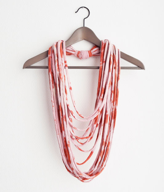 SALE Pink necklace neck ornament loop scarf infinity scarf round scarf OOAK boho hippie happy scarf tie-dyed