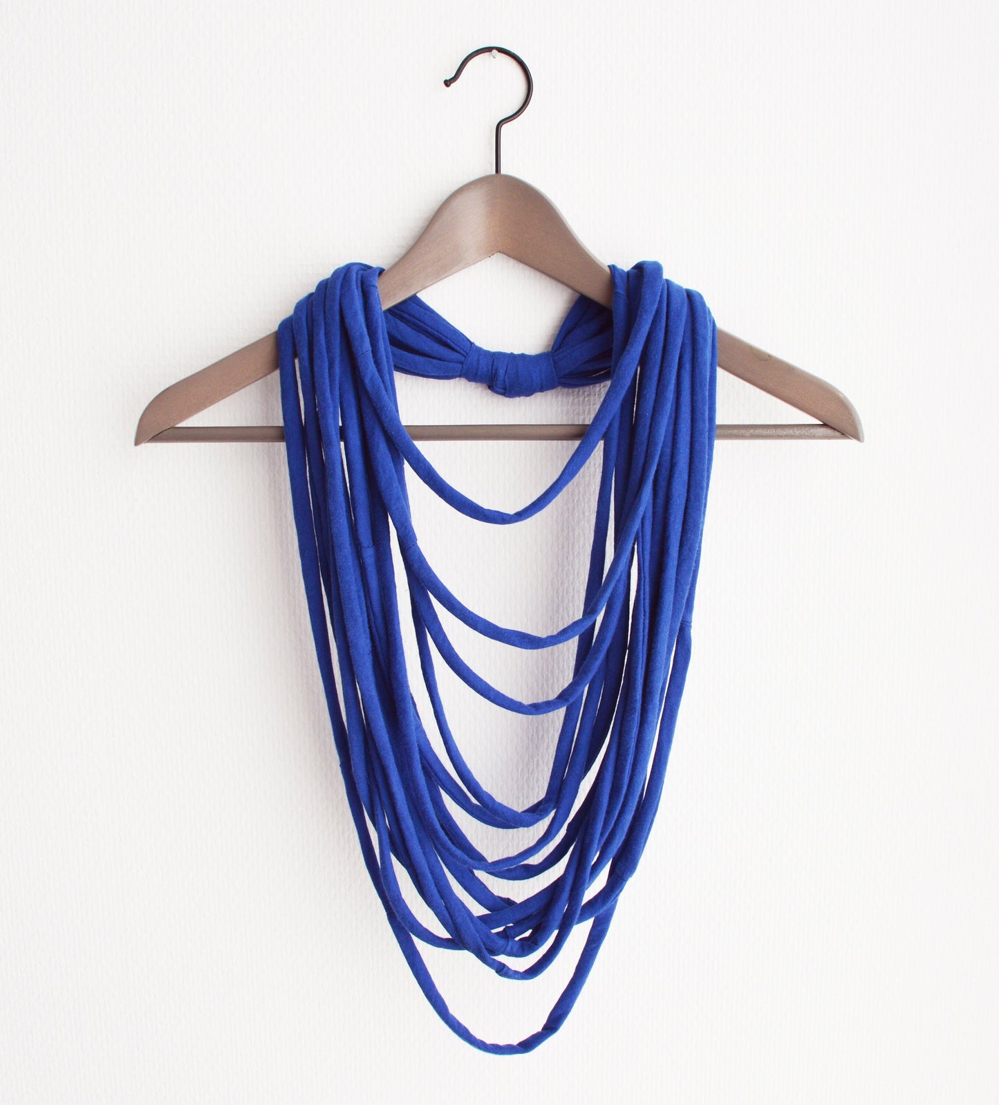 Royal blue necklace neck ornament loop scarf infinity scarf round scarf playful upcycled eco-friendly t-shirt necklace