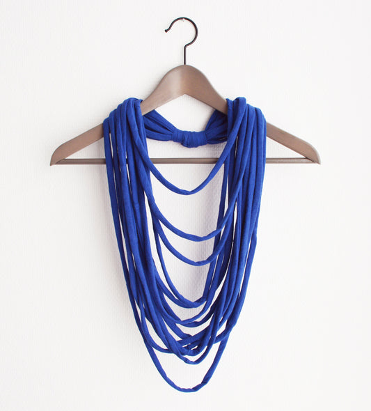 Royal blue necklace neck ornament loop scarf infinity scarf round scarf playful upcycled eco-friendly t-shirt necklace