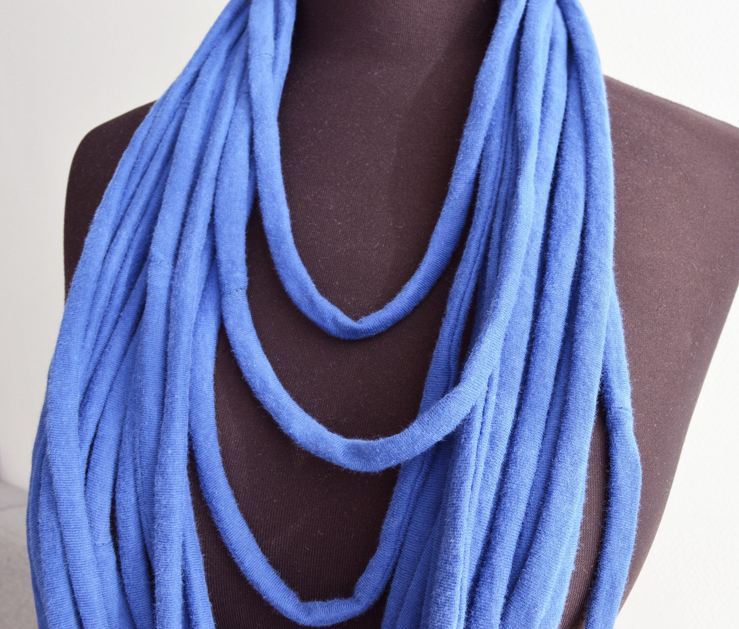Royal blue necklace neck ornament loop scarf infinity scarf round scarf playful upcycled eco-friendly t-shirt necklace