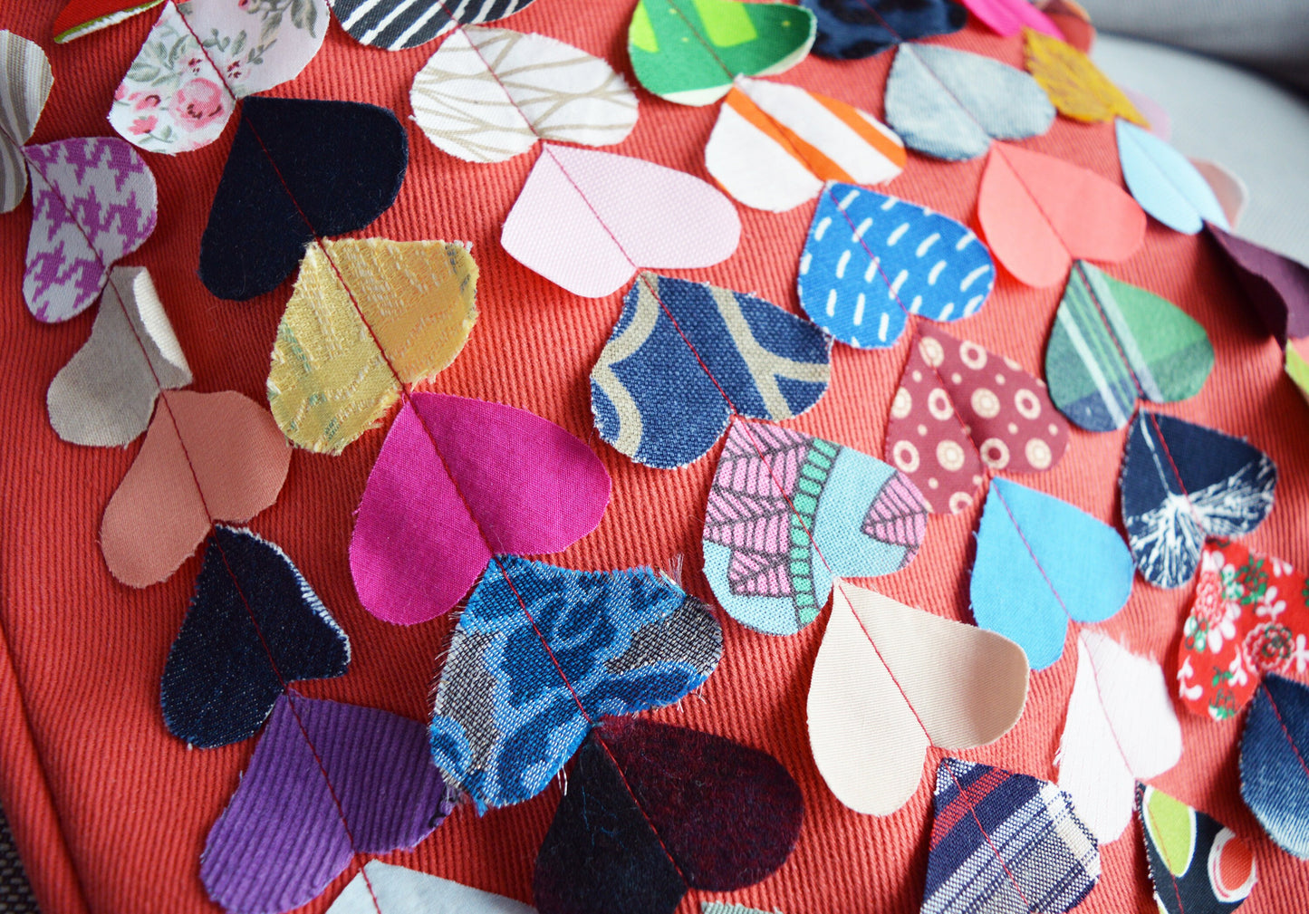 Colorful multi coloured canvas tote shopper bag beach bag orange rainbow hearts vegan bag tote bag happy hippie fun bag