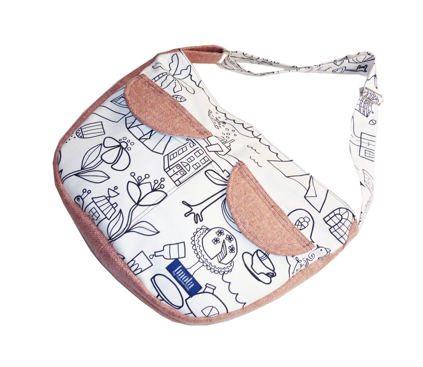 Powder white crossbody bag bike messenger bag with cartoon pattern
