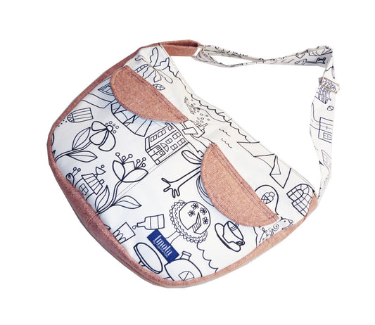 Powder white crossbody bag bike messenger bag with cartoon pattern