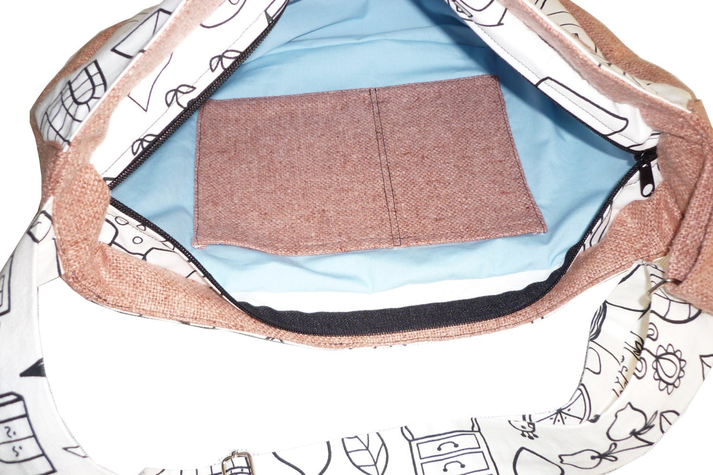 Powder white crossbody bag bike messenger bag with cartoon pattern