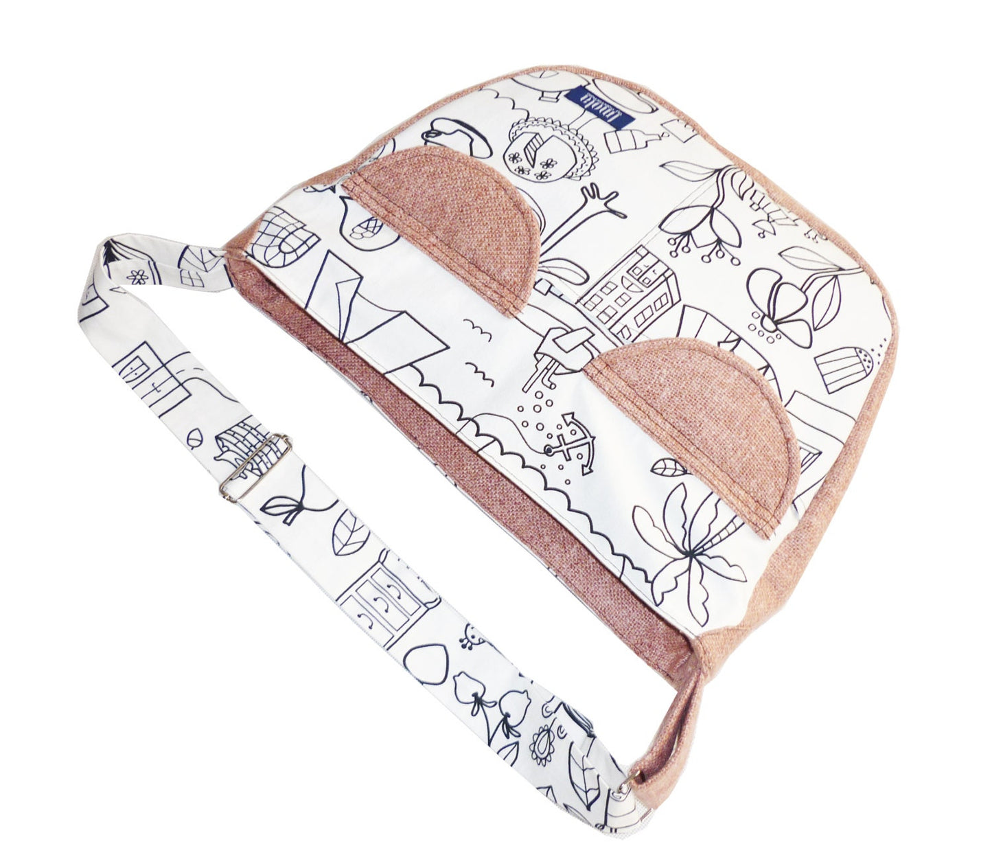 Powder white crossbody bag bike messenger bag with cartoon pattern