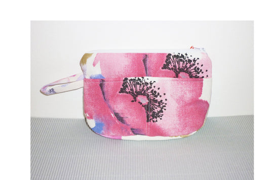 Fuschia pink white flower pattern cosmetic bag  beauty bag  pencil pouch or makeup bag SALE