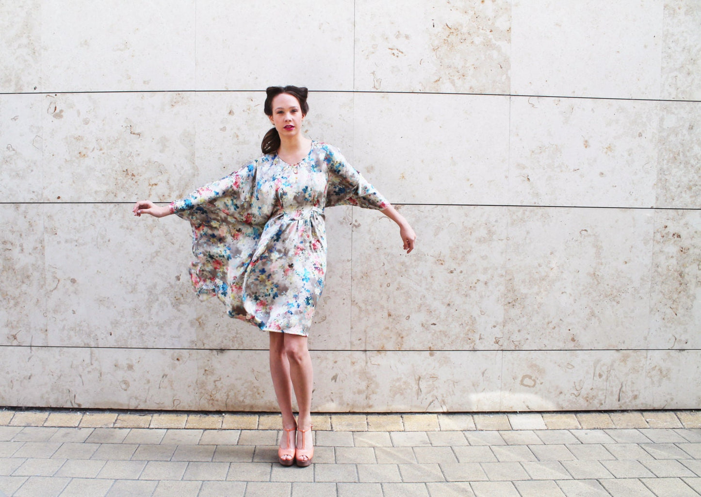 Flower floral silk caftan kaftan summer dress flowy dress with beaded neckline classy