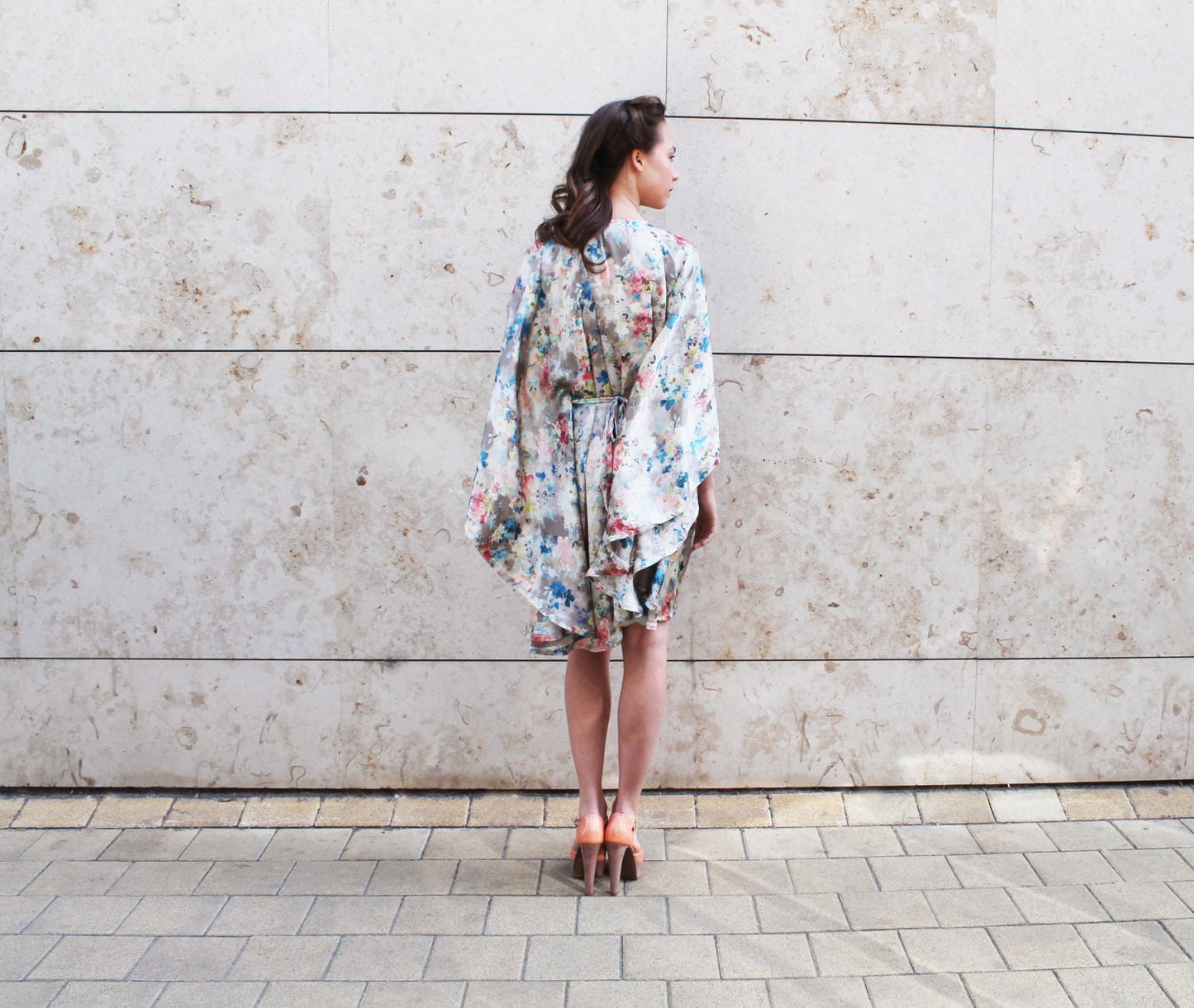 Flower floral silk caftan kaftan summer dress flowy dress with beaded neckline classy